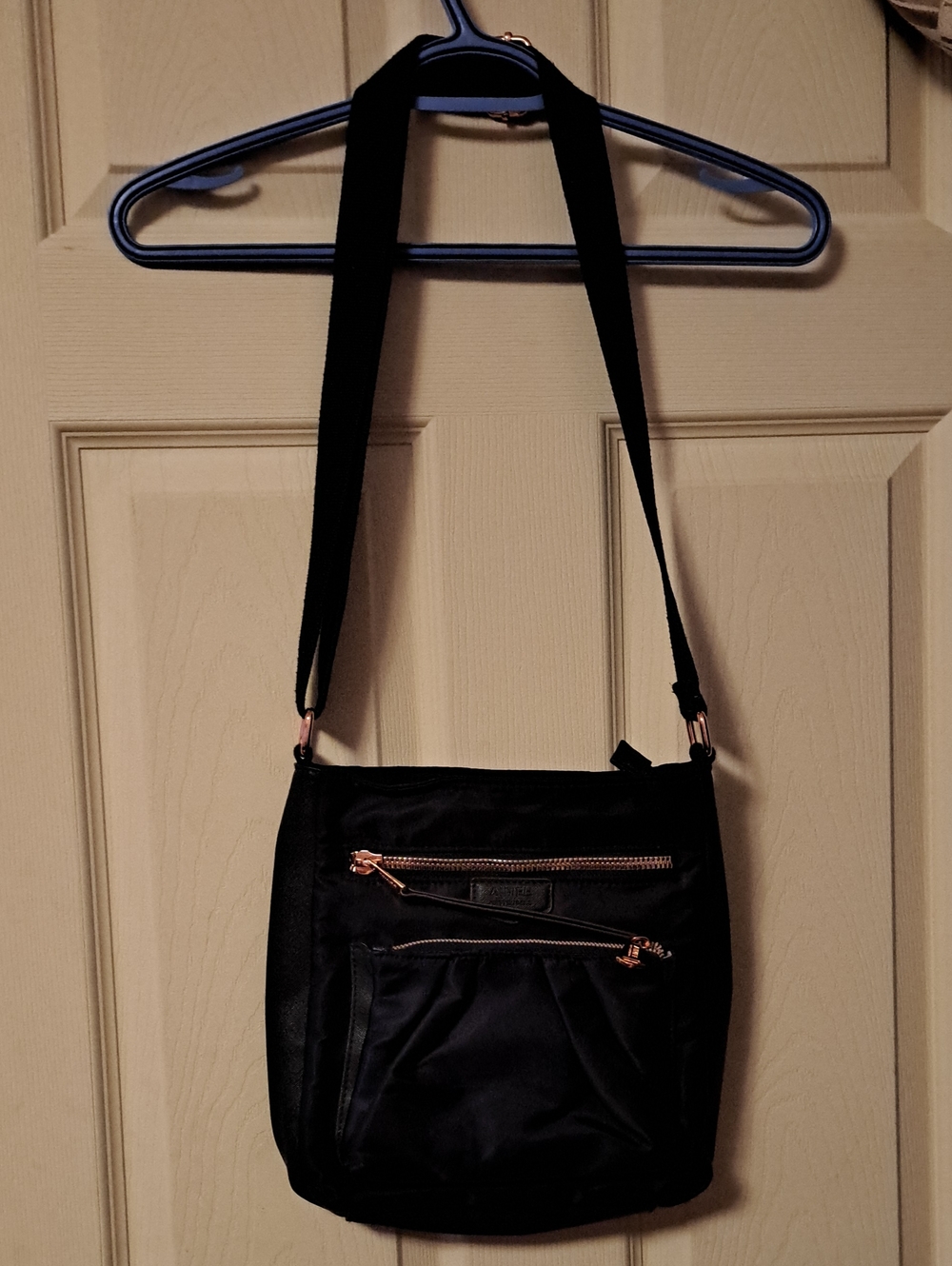 Aimee Kestenberg Black Crossbody Bag with Rose Gold Hardware